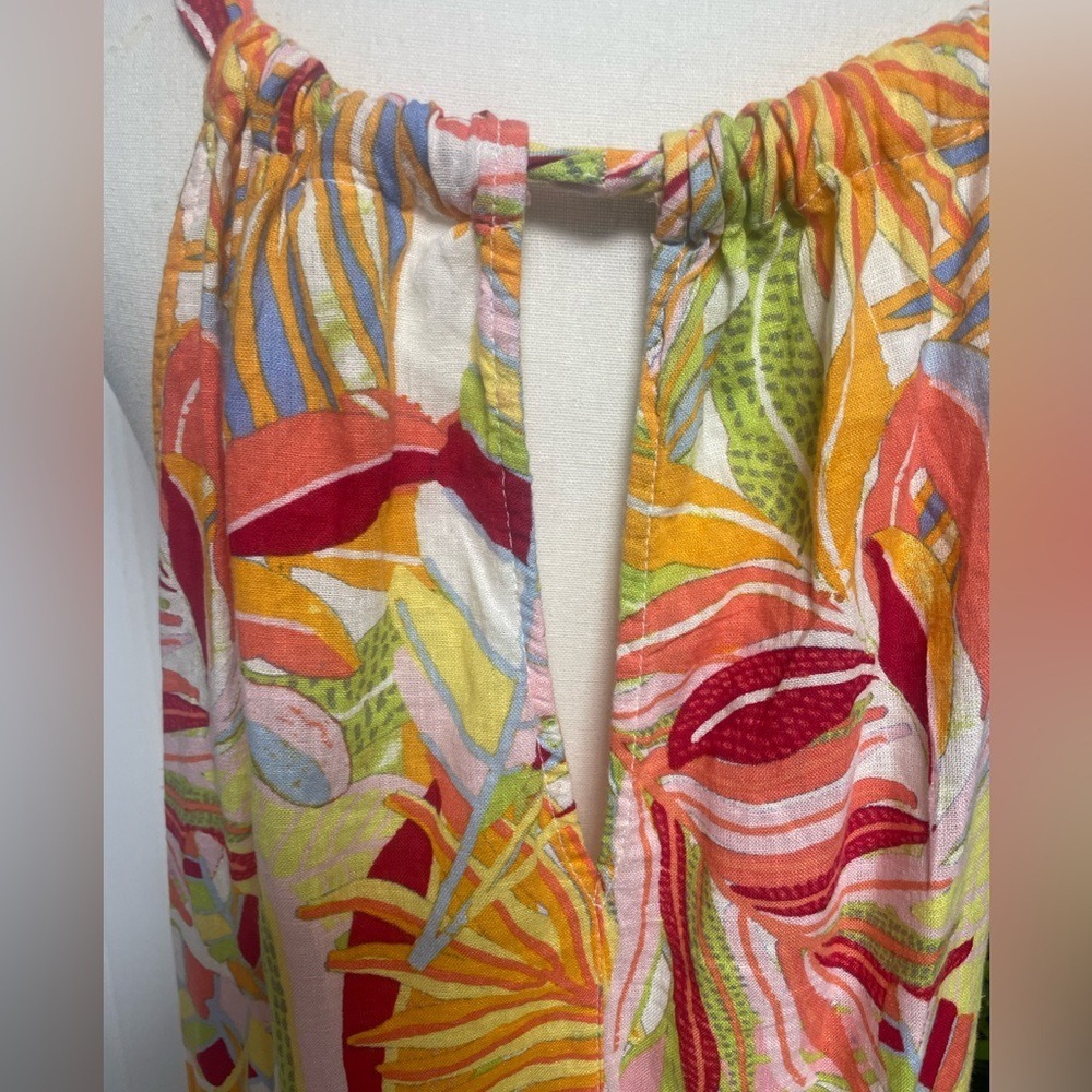 C & C California Linen Sleeveless Halter Print Tropical Dress Women's XL - Picture 9 of 13